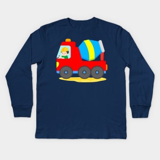 Concrete Truck Cement Mixer Construction Vehicle Boy Kids Long Sleeve T-Shirt